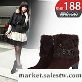 波爾諦奇 2012新款冬女鞋 真皮高跟女靴子 冬季皮草短靴 90017工廠,批發,進口,代購