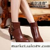 波爾諦奇2012新品OL 真皮女鞋 高跟短靴流蘇水鉆女士靴子 H66869工廠,批發,進口,代購