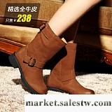 波爾諦奇2012新款冬女鞋 歐美真皮女靴 時尚平跟中筒靴騎士靴8721工廠,批發,進口,代購