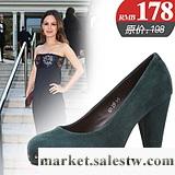 波爾諦奇2012新款單鞋女真皮歐美鉚釘高跟女式鞋粗跟韓版女鞋621工廠,批發,進口,代購