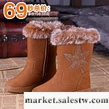 2012新款冬女鞋 歐美時尚真皮水鉆中筒靴 厚底保暖女雪地靴子3383工廠,批發,進口,代購