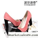 波爾諦奇新款單鞋嗆口小辣椒真皮撞色日韓高跟女式鞋 女鞋12615工廠,批發,進口,代購