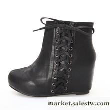 年度盛典 新款女鞋 PU皮靴子 坡跟踝靴 拉鏈系帶短靴女J23044工廠,批發,進口,代購