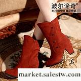 波爾諦奇 2012新款冬女鞋 真皮高跟中筒靴時尚粗跟女靴靴子998工廠,批發,進口,代購