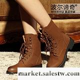 波爾諦奇 2012新款冬女鞋 真皮中筒靴子 歐美時尚軍靴女靴 8722工廠,批發,進口,代購