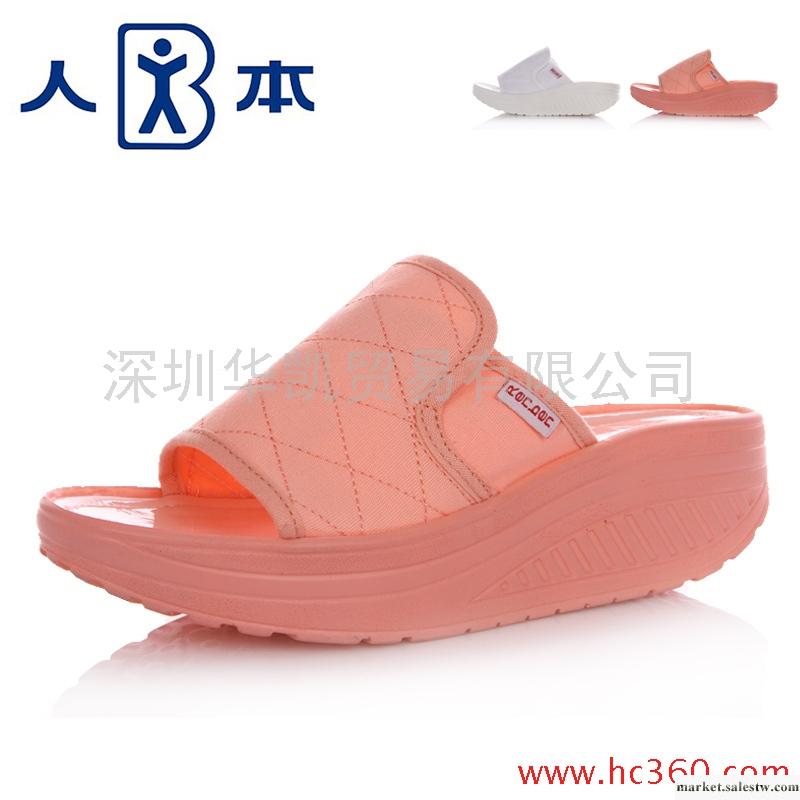 人本新款帆布拖鞋女夏款舒適 厚底坡跟松糕搖搖擺鞋魚嘴時尚女鞋工廠,批發,進口,代購