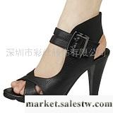 供應粉之戀新款羅馬涼鞋 壓花牛皮高跟涼鞋 腳背魔術貼皮帶扣女鞋工廠,批發,進口,代購