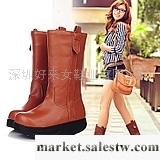 供應--=秋冬女鞋2011時尚新款厚底靴秋冬女鞋松糕跟中筒靴英倫風騎士靴女靴子工廠,批發,進口,代購