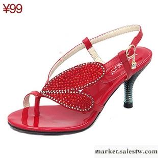 供應2012新款中跟水鉆真皮顯瘦OL氣質涼鞋婚鞋女鞋 大碼工廠,批發,進口,代購