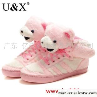 供應UX正品 冬潮 休閑高幫板鞋 厚底 保暖卡通女鞋 熊貓泰迪熊鞋工廠,批發,進口,代購