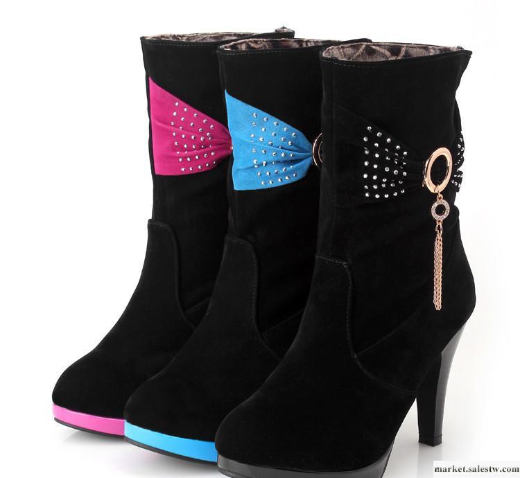 2012秋冬時尚短靴 高跟靴女鞋磨砂皮休閑馬丁靴女靴子中筒靴工廠,批發,進口,代購