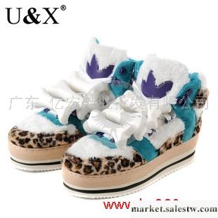 供應正品UX 新款JS骨頭 卡通女鞋 松糕鞋 厚底高幫 豹紋 潮 歐美單鞋工廠,批發,進口,代購