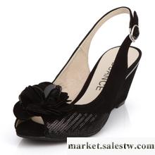 供應2012春新坡跟涼鞋女式高跟鞋花朵魚嘴鞋大碼女鞋工廠,批發,進口,代購