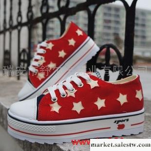 供應韓版女鞋格子五星潮流厚底松糕增高低幫女子鞋單鞋帆布鞋蘋果鞋工廠,批發,進口,代購