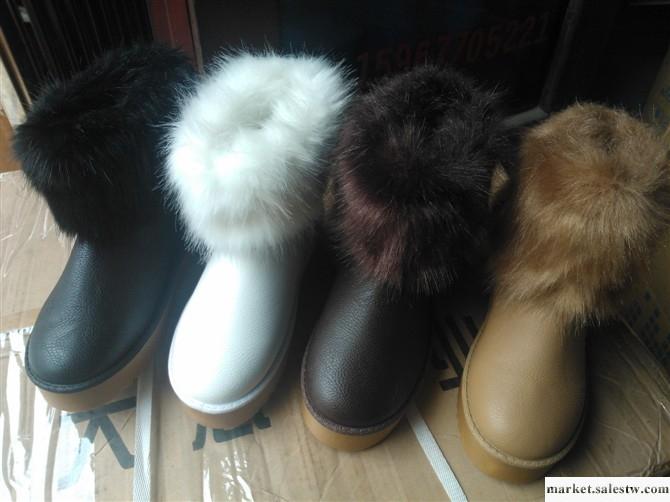 供應冬季狐貍毛雪地靴中筒保暖防水潮鞋女鞋靴子特價工廠,批發,進口,代購