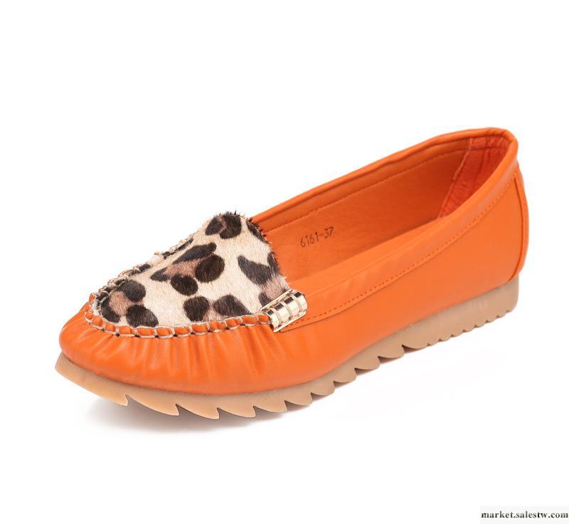 新款豹紋女鞋橡膠防滑底舒適款媽媽鞋豆豆鞋大碼女鞋單鞋子工廠,批發,進口,代購