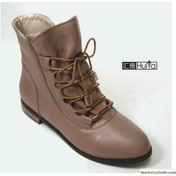 供應2012時尚歐美短靴子 新款冬季短靴單靴子女鞋批發 裸色女士金屬平底鞋工廠,批發,進口,代購