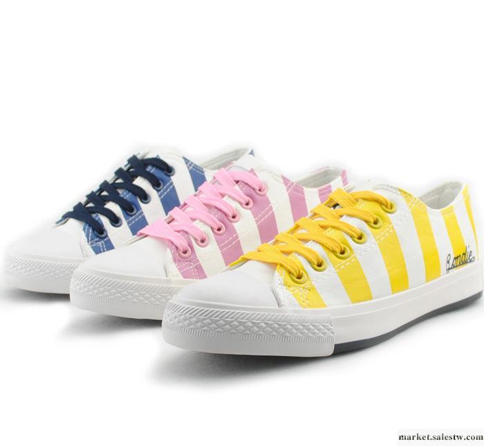 廠家直銷 夏季新品 皮革條紋透氣帆布鞋子 糖果色平底單鞋女鞋工廠,批發,進口,代購