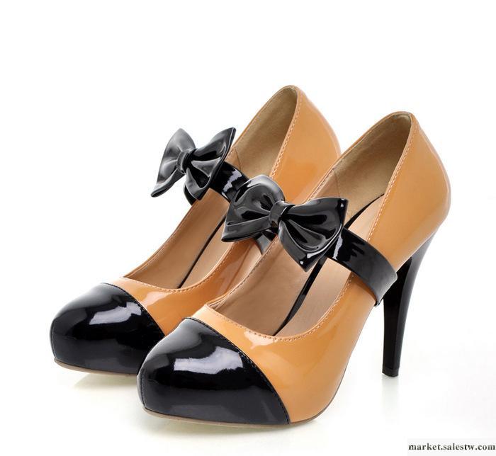 復古風情高級羊紋皮+漆皮色拼接防水臺時尚休閑女鞋工廠,批發,進口,代購