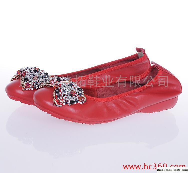 供應小牛皮女鞋 平底單鞋 蝴蝶結水鉆鞋工廠,批發,進口,代購