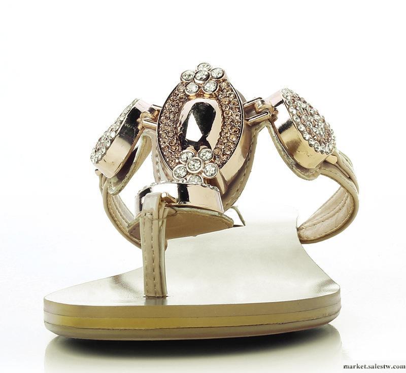 女鞋 批發2012新款MF0-1真皮涼鞋人字拖閃亮水鉆歐美流行時尚爆款工廠,批發,進口,代購