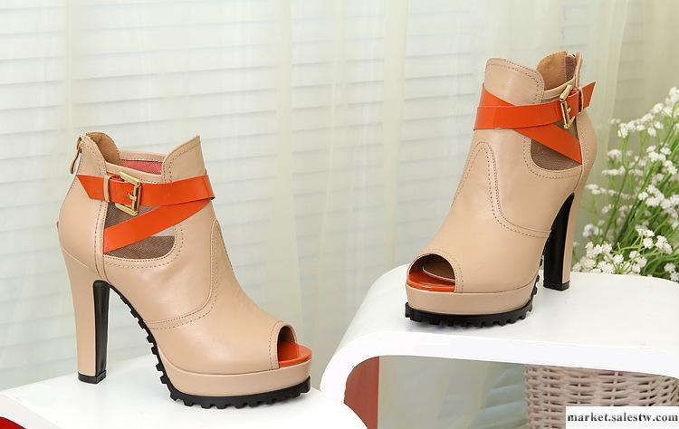 批發2012新款OL92高跟鞋防水臺真皮魚嘴涼鞋牛筋防滑底時尚女鞋工廠,批發,進口,代購