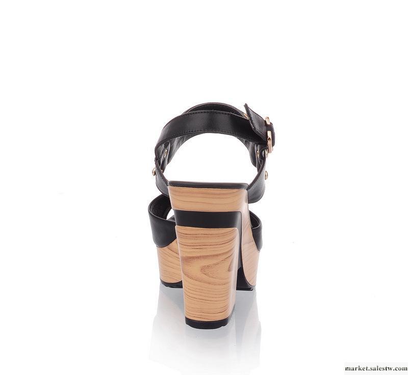 女鞋 批發2012新款RSF3真皮涼鞋復古木紋舒適粗跟防水臺頭層牛皮工廠,批發,進口,代購