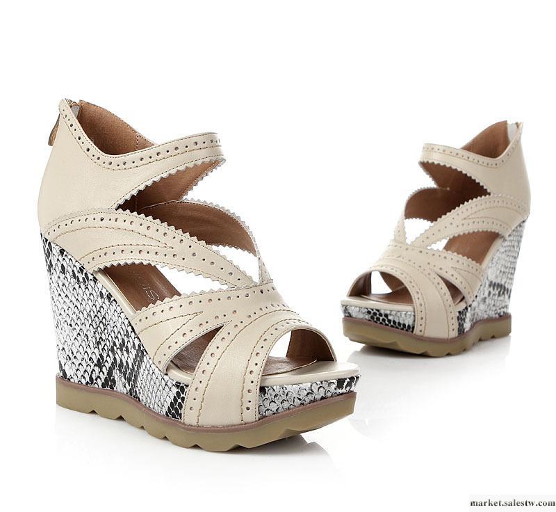 女鞋 批發2012新款OL3-2真皮 涼鞋 歐美范漆皮高跟鞋防水臺涼鞋子工廠,批發,進口,代購