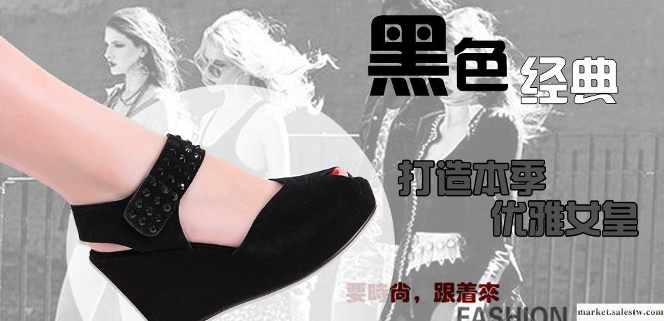 女鞋 批發2012新款T337牛翻皮真皮涼鞋鉚釘高跟鞋防水臺魚嘴坡跟工廠,批發,進口,代購