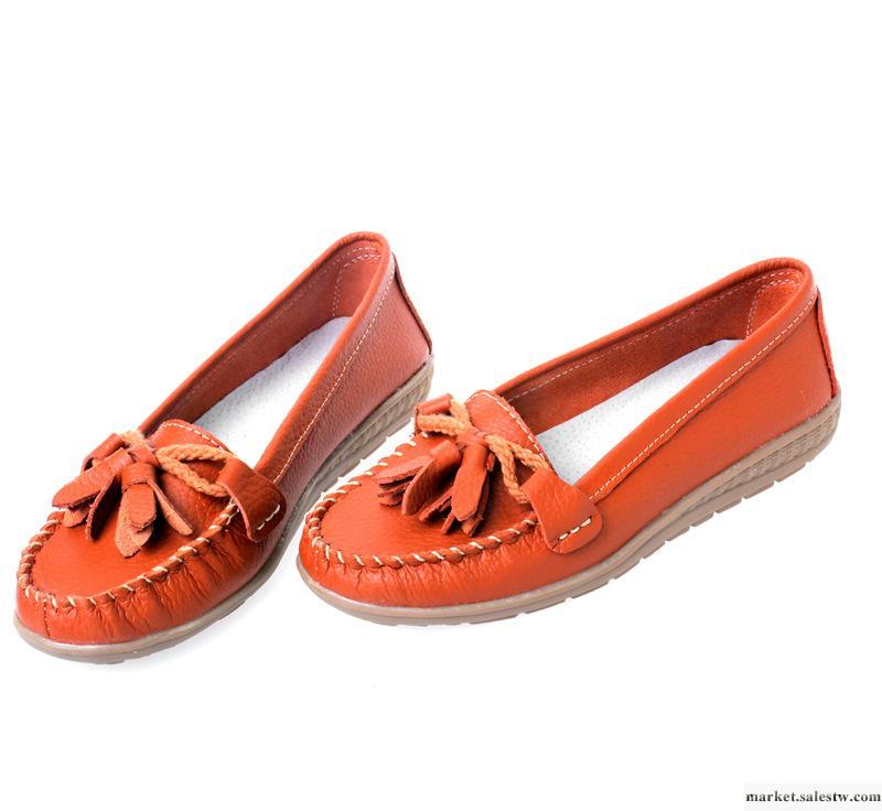 批發2012新款520真皮休閑女鞋 牛筋底 舒適平跟單鞋工廠,批發,進口,代購