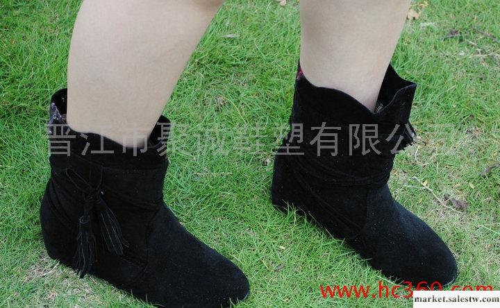 秋冬款日韓系帶潮款流蘇內增高短靴 平跟系帶中筒靴子 女鞋工廠,批發,進口,代購