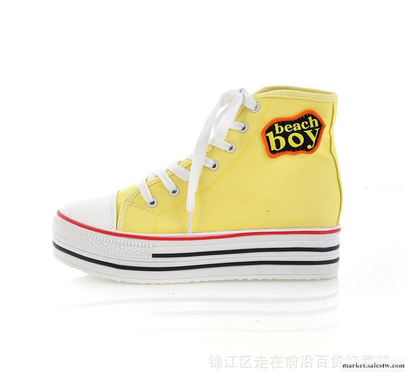 2012經典款 韓版松糕底厚底純色系帶百搭女式休閑帆布鞋板鞋 女鞋工廠,批發,進口,代購