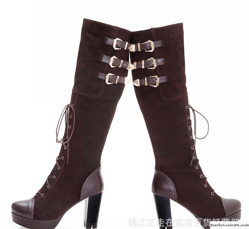 批發2012秋季新款系帶過膝女靴 過膝高筒 粗跟女靴 成都女鞋工廠,批發,進口,代購
