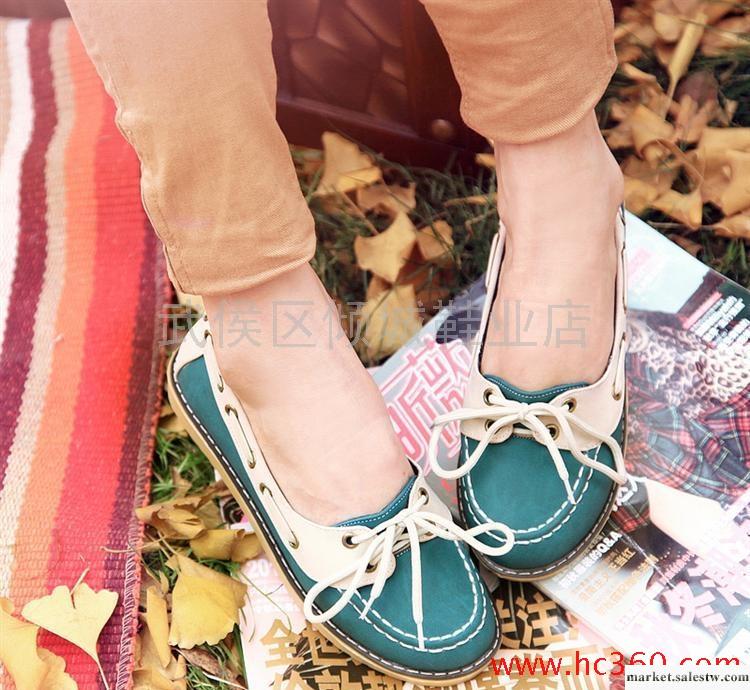 2012厚底女鞋 英倫風松糕鞋 拼色系帶草編透氣舒適女鞋工廠,批發,進口,代購