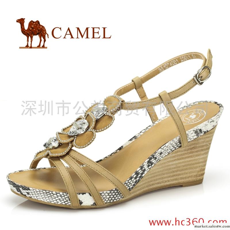 【天貓新風尚】camel 駱駝 女鞋 簡約素雅 時尚坡跟女涼鞋 2012工廠,批發,進口,代購