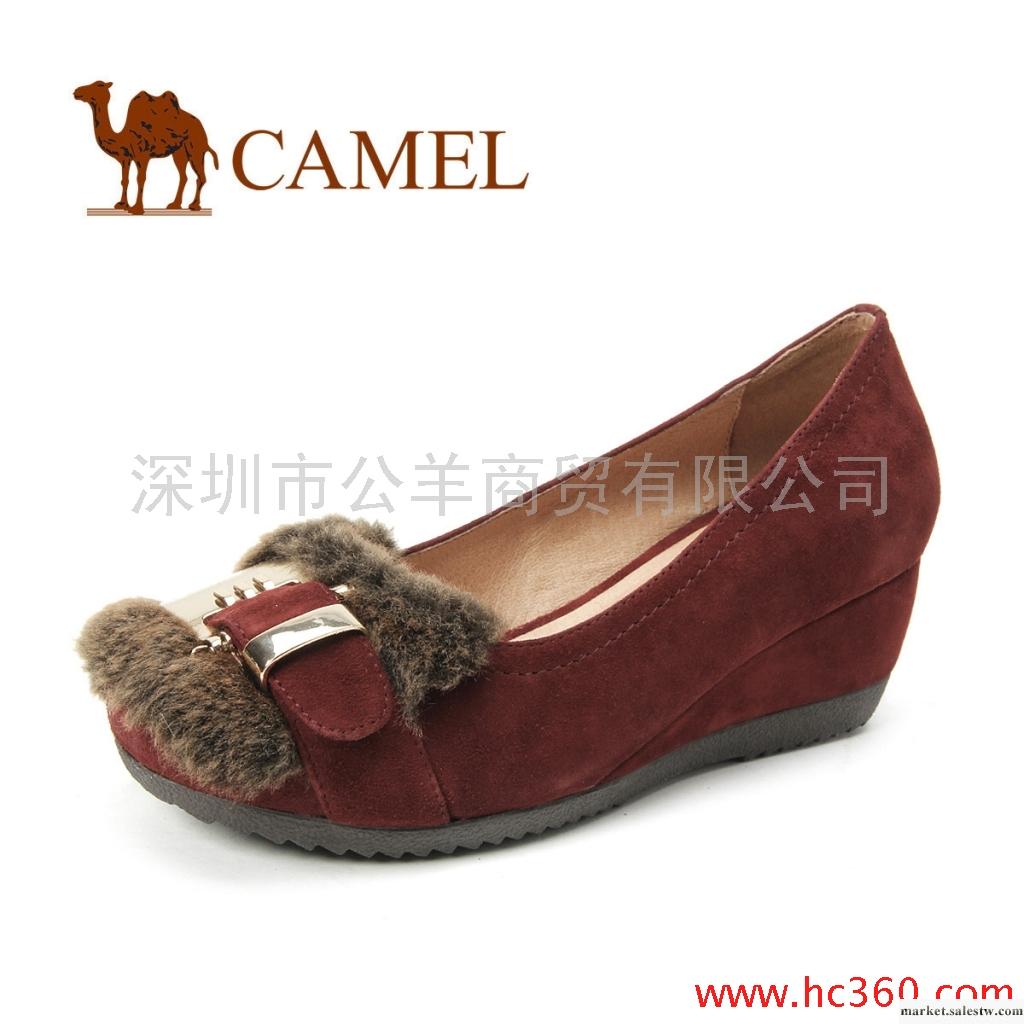 【天貓新風尚】CAMEL駱駝 女鞋 秋 單鞋 坡跟羊絨時尚休閑鞋 新款工廠,批發,進口,代購