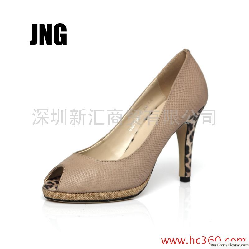 JNG 女鞋 2012春季新品 壓紋羊皮魚嘴防水臺超高跟單鞋 包郵工廠,批發,進口,代購