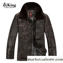 衣king 2012新款真皮羽絨服 綿羊皮革水貂毛領中長款韓版修身男裝工廠,批發,進口,代購