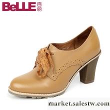 供應Belle百麗牛皮201-1D女單鞋2012秋季新款高跟滿幫系帶女鞋工廠,批發,進口,代購