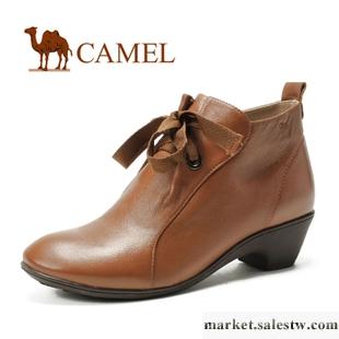 供應camel 駱駝真皮女靴子 系帶魅力 正品新款 女鞋 短靴 真皮坡跟工廠,批發,進口,代購