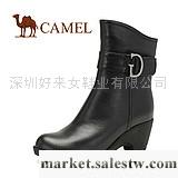 供應--秋冬女鞋CAMEL駱駝正品女靴 2011秋冬女鞋 真皮坡跟中筒靴 高跟騎工廠,批發,進口,代購