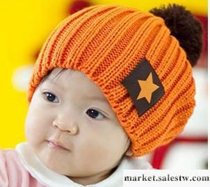 韓版五星貼牌卡通兒童毛線帽工廠,批發,進口,代購