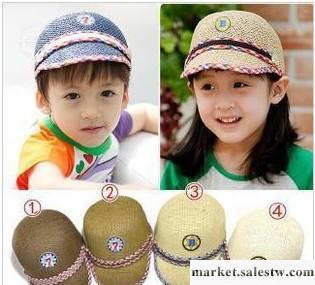 韓版兒童草帽 B字母系列貼標帽 寶寶鴨舌帽 男女童棒球帽工廠,批發,進口,代購