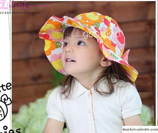 韓版兒童時裝帽 女士珍珠盆帽 荷葉卷邊帽子 大圓花盆帽工廠,批發,進口,代購