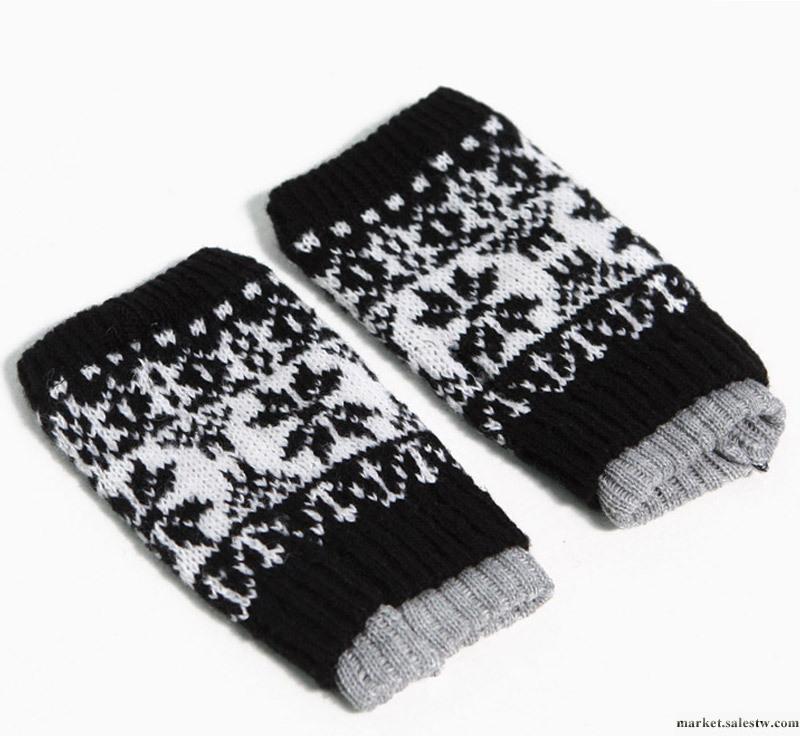 2012冬季爆款 韓版男女可愛雪花小鹿露指手套保暖手套毛線手套工廠,批發,進口,代購