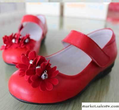 可樂豚2012春款韓版女童中童大紅公主花朵單鞋(31~36)工廠,批發,進口,代購