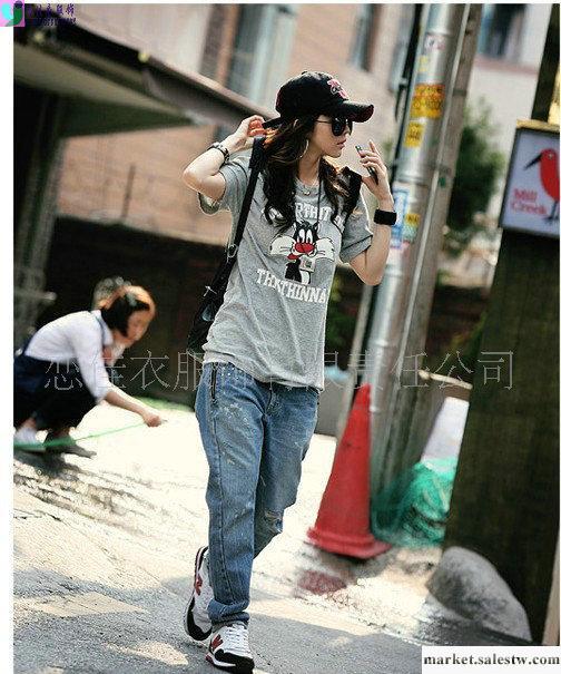2012純棉短袖時尚潮流李孝利款韓版 套頭全棉短袖 T恤批發工廠,批發,進口,代購