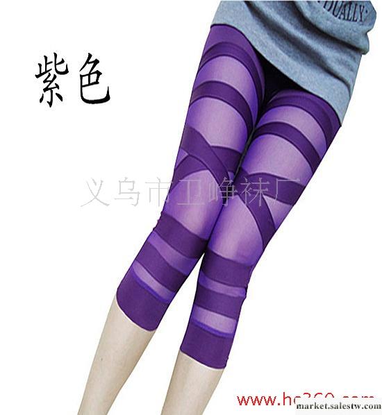 2012夏季新款 韓版 時尚蕾絲 捆綁網紗 彩色顯瘦修身七分/打底褲工廠,批發,進口,代購