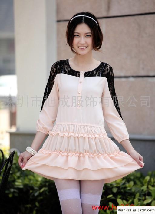 韓版 春夏 淑女 蕾絲 中袖 泡泡裙工廠,批發,進口,代購