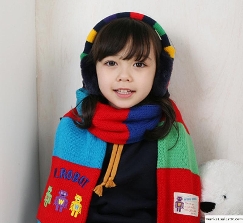 韓版WINGHOUSE時尚多色兒童圍巾 寶寶機器人保暖圍巾WJ8030工廠,批發,進口,代購